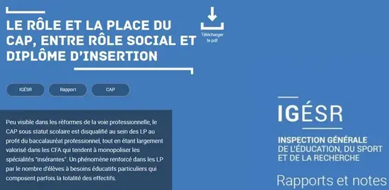 Le rôle et la place du CAP, entre rôle social et diplôme d’insertion